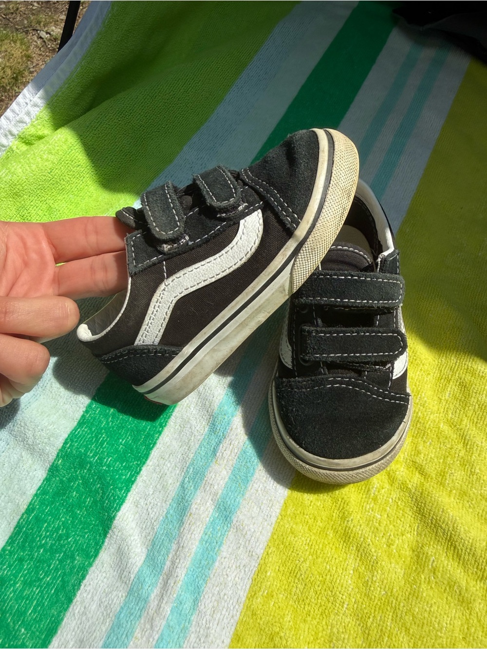 Kids Vans Velcro Canvas Skate Shoes - Size 7